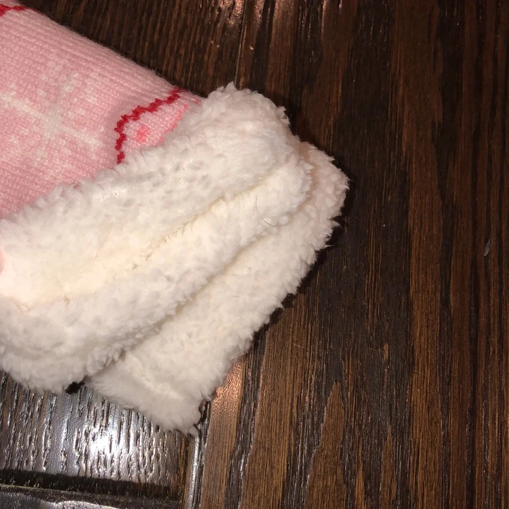 Pink fuzzy Santa clause socks new with tags